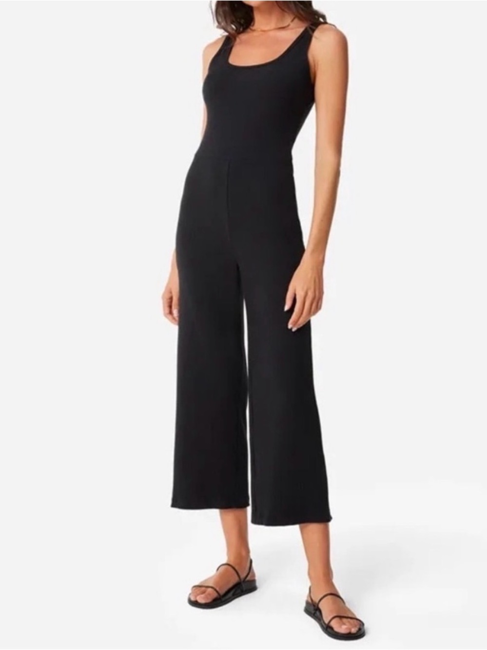 MATE the Label Black Scoop Neck Wide-Leg Jumpsuit